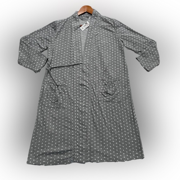 Jasmine Rose Women's Polka dot print Robe Long Sleeve Size:M Gray/white (NWT) - Picture 1 of 5